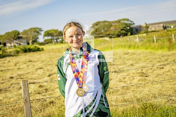 Picture by Sophie Rabey.  16-07-25.  ISLAND GAMES 2025 in Orkney.  
Cycling Road Race - Womens.
Pippa Inderwick won individual Gold.