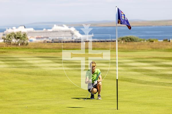 Picture by Sophie Rabey.  16-07-25.  ISLAND GAMES 2025 in Orkney.  
Womens Golf at Orkney Golf Club.
Sally Ingrouille.