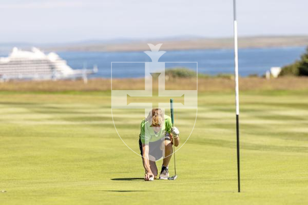 Picture by Sophie Rabey.  16-07-25.  ISLAND GAMES 2025 in Orkney.  
Womens Golf at Orkney Golf Club.
Sally Ingrouille.
