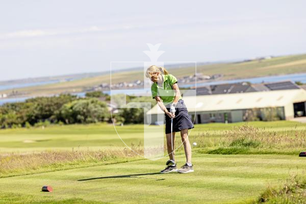 Picture by Sophie Rabey.  16-07-25.  ISLAND GAMES 2025 in Orkney.  
Womens Golf at Orkney Golf Club.
Sally Ingrouille.