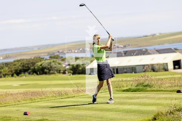 Picture by Sophie Rabey.  16-07-25.  ISLAND GAMES 2025 in Orkney.  
Womens Golf at Orkney Golf Club.
Sally Ingrouille.