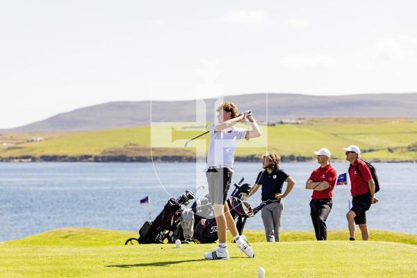 Picture by Sophie Rabey.  16-07-25.  ISLAND GAMES 2025 in Orkney.  
Mens Golf at Stromness Golf Club.
Conor Mckenna