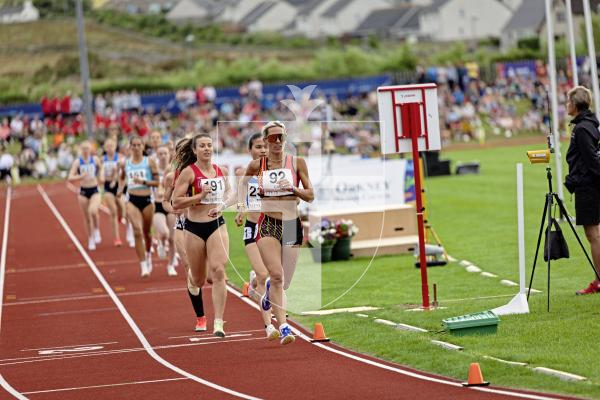 Picture by Sophie Rabey.  16-07-25.  ISLAND GAMES 2025 in Orkney.  
5000m Women - Eloise Scholes and Nicole Petit raced for Guernsey and Emma Etheredge for Alderney.