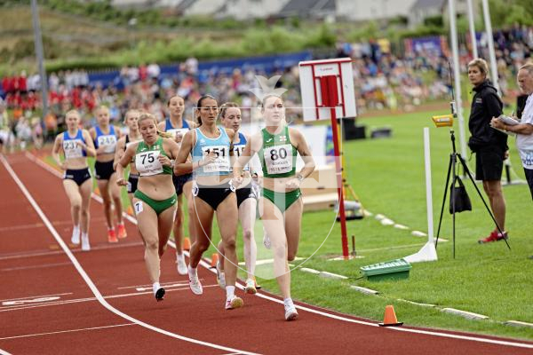 Picture by Sophie Rabey.  16-07-25.  ISLAND GAMES 2025 in Orkney.  
5000m Women - Eloise Scholes and Nicole Petit raced for Guernsey and Emma Etheredge for Alderney.