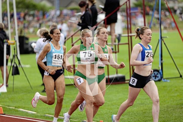 Picture by Sophie Rabey.  16-07-25.  ISLAND GAMES 2025 in Orkney.  
5000m Women - Eloise Scholes and Nicole Petit raced for Guernsey and Emma Etheredge for Alderney.