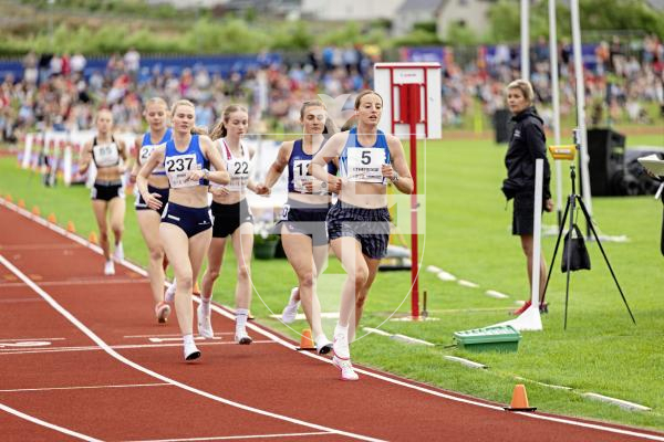 Picture by Sophie Rabey.  16-07-25.  ISLAND GAMES 2025 in Orkney.  
5000m Women - Eloise Scholes and Nicole Petit raced for Guernsey and Emma Etheredge for Alderney.