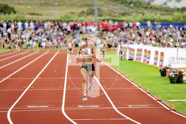 Picture by Sophie Rabey.  16-07-25.  ISLAND GAMES 2025 in Orkney.  
5000m Women - Eloise Scholes and Nicole Petit raced for Guernsey and Emma Etheredge for Alderney.