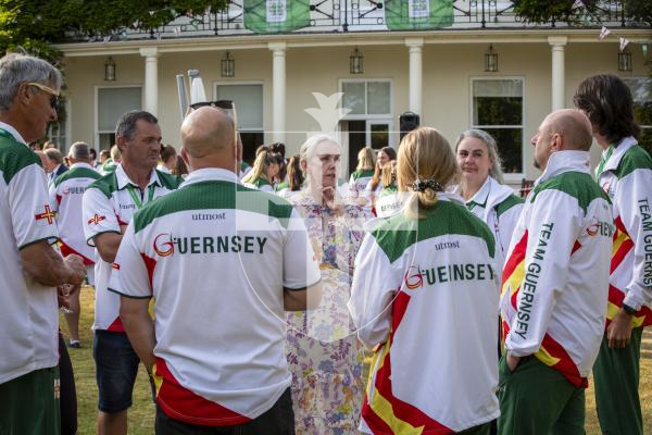 Picture by Luke Le Prevost. 20-07-23.Vin d'Honneur at Government House - Island Games Guernsey 2023 athletes, organisers and volunteers gathered to celebrate their achievements. Mrs Louise Cripwell