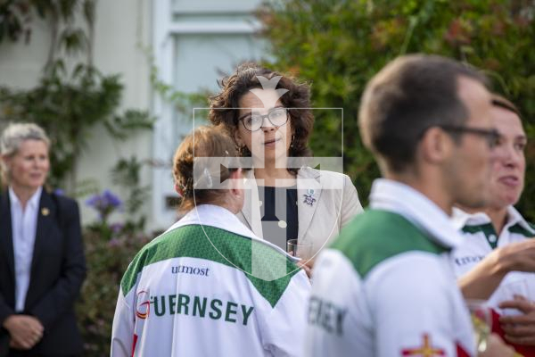 Picture by Luke Le Prevost. 20-07-23.Vin d'Honneur at Government House - Island Games Guernsey 2023 athletes, organisers and volunteers gathered to celebrate their achievements. Deputy Andrea Dudley-Owen
