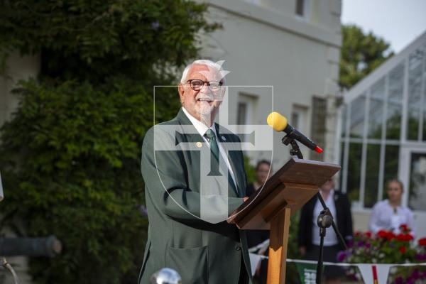 Picture by Luke Le Prevost. 20-07-23.Vin d'Honneur at Government House - Island Games Guernsey 2023 athletes, organisers and volunteers gathered to celebrate their achievements. Brian Allen, GIGA chairman