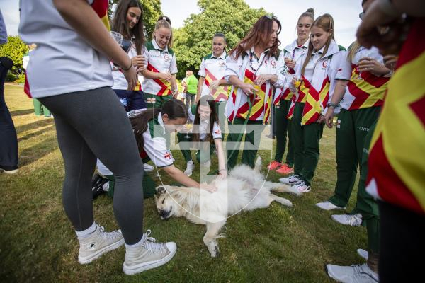 Picture by Luke Le Prevost. 20-07-23.Vin d'Honneur at Government House - Island Games Guernsey 2023 athletes, organisers and volunteers gathered to celebrate their achievements. Mustard, the Lt Governor’s dog