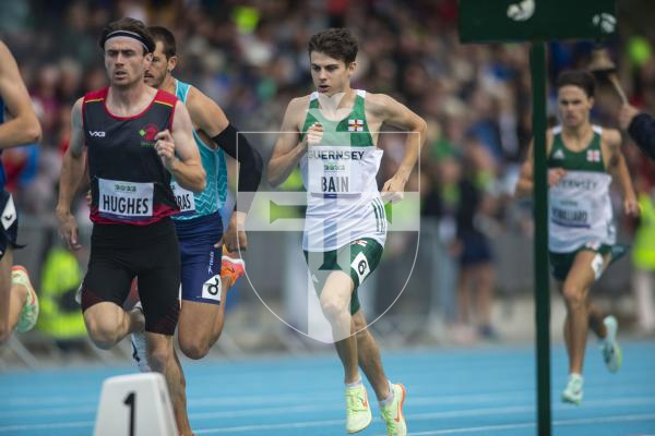 Picture By Peter Frankland. 14-07-23 Guernsey International Island Games 2023. Footes Lane - Athletics. 800m final. Christopher Bain.