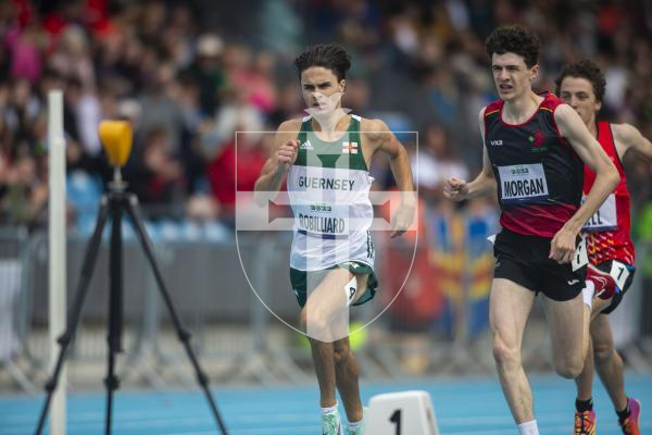 Picture By Peter Frankland. 14-07-23 Guernsey International Island Games 2023. Footes Lane - Athletics. 800m final. Gian-Luca Robilliard.