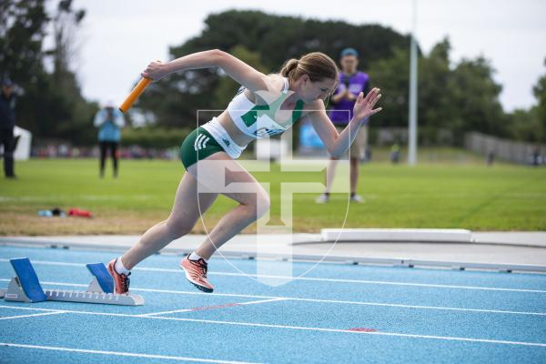 Picture By Peter Frankland. 14-07-23 Guernsey International Island Games 2023. Footes Lane - Athletics. Rebecca Toll 4x400m relay