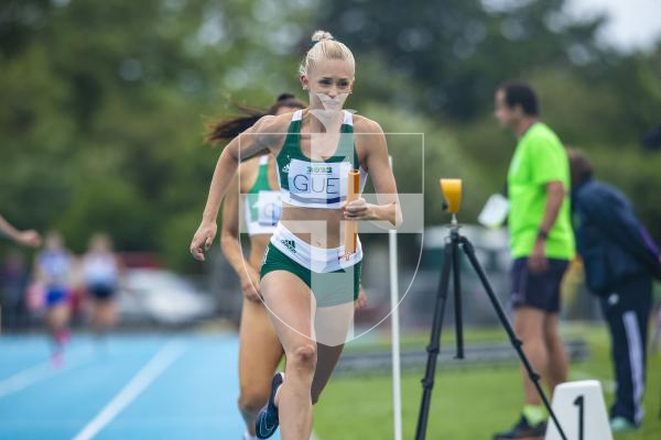 Picture By Peter Frankland. 14-07-23 Guernsey International Island Games 2023. Footes Lane - Athletics. Sophie Porter 4x400m relay