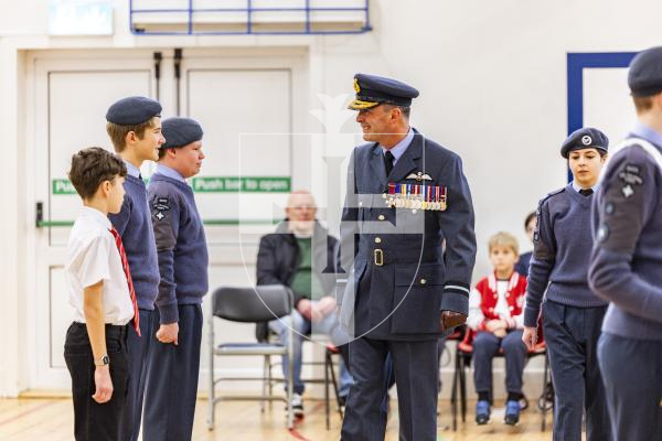 Picture by Sophie Rabey.  01-02-26.  201 Overseas (Guernsey) Squadron of the RAF Air Cadets ceremony at Styx Centre. 
Inspection and presentations were done by special guest, Air Commodore Nick Lowe.