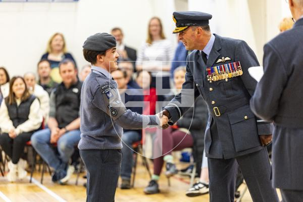 Picture by Sophie Rabey.  01-02-26.  201 Overseas (Guernsey) Squadron of the RAF Air Cadets ceremony at Styx Centre. 
Inspection and presentations were done by special guest, Air Commodore Nick Lowe.
Marley Hatchard (16) received an award and his wings after completing his first solo flight.
