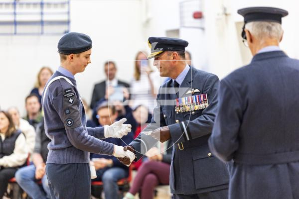 Picture by Sophie Rabey.  01-02-26.  201 Overseas (Guernsey) Squadron of the RAF Air Cadets ceremony at Styx Centre. 
Inspection and presentations were done by special guest, Air Commodore Nick Lowe.