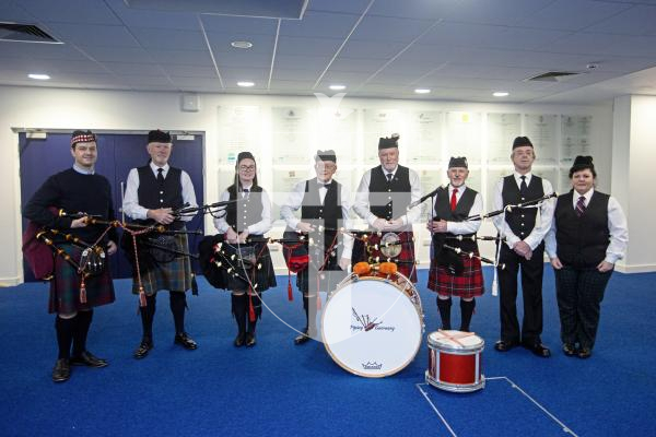 Picture by Peter Frankland. 24-01-24 Guernsey Scottish Association Burns Night Celebrations. 200 people are attending this event at Beau Sejour. Piping Guernsey band.