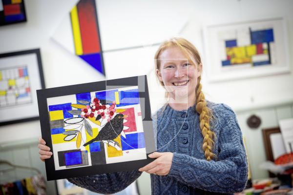 Picture by Peter Frankland. 29-01-24 Piet Mondrian inspired art exhibition at Sula Gallery by Guernsey Art Network. Hayley Mallett