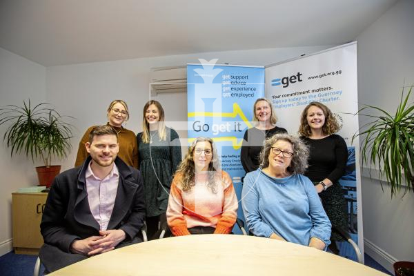 Picture by Sophie Rabey.  05-02-24.  The Guernsey Employment Trust have had its busiest ever year in 2023.
The charity opened in 2015 and has grown to now have 15 full time members of staff.  Last year they supported 244 disabled people and received 147 referrals, an increase of 56% on 2022, securing 69 paid employment contracts, 45 of which were permanent.
Some of the team pictured L-R Ben Martinson (Supported Employment Team Lead), Claire Smith (Employment Support Officer), Becky Mauger (Senior Employment Support Officer), Alex Martinson (Supported Employment Team Lead), Elaine Strappini (Employment Development Manager), Tamsin Lilley (Business Support Officer) and Nikki Ioannou-Droushiotis (Chief Executive).