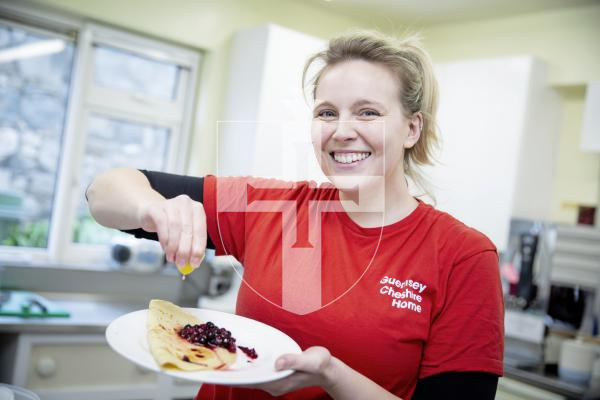 Picture by Peter Frankland. 06-02-24 Guernsey Cheshire Home is getting ready for the Town Church Pancake Day event next week. Lianne Larkin is the Head of Home.