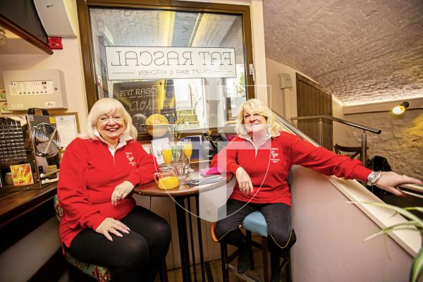 Picture by Sophie Rabey.  17-02-24.  Last day of service at Fat Rascal after 7 successful years.  
L-R Natalie Bramhall and Sarah Bloomfield had been visiting the island to watch Dorking play Guernsey in rugby and visited Fat Rascal this morning for brunch.
