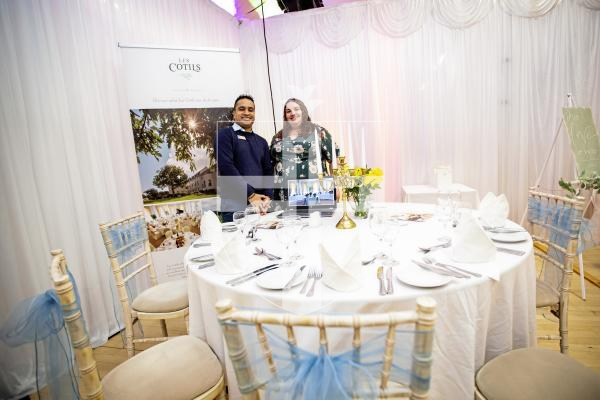 Picture by Sophie Rabey.  18-02-24.  Guernsey wedding show at Beau Sejour.
The event was organised by The Wedding Fairy and Joys Production Services.
Les Cotils Head of Operations Chris Moutou and Events Manager Jess McMillian.