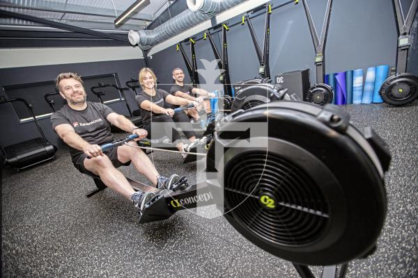 Picture by Sophie Rabey.  19-02-24.  Ravenscroft are entering 3 teams to the Rowathon this weekend.  Ravenscroft staff L-R Robin Newbould, Ellie Knowelden and Max Robin.
Photographed at Upgrade Gym.