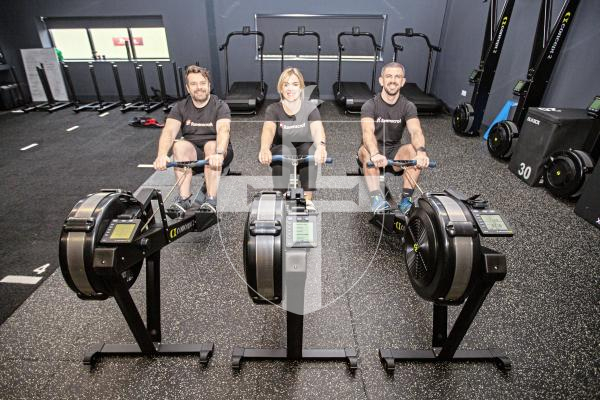 Picture by Sophie Rabey.  19-02-24.  Ravenscroft are entering 3 teams to the Rowathon this weekend.  Ravenscroft staff L-R Robin Newbould, Ellie Knowelden and Max Robin.  Photographed at Upgrade Gym.