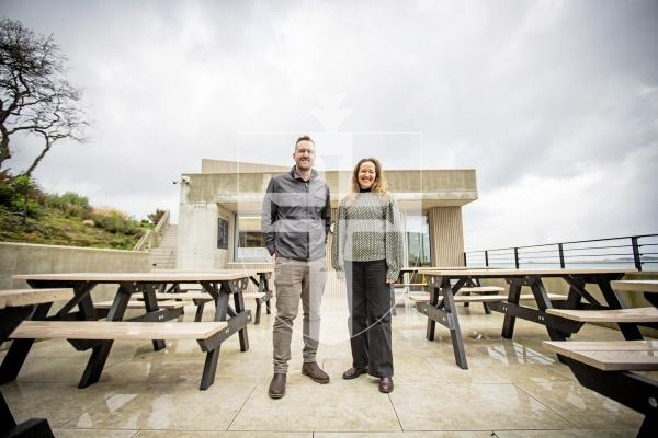 Picture by Sophie Rabey.  23-02-24.  Catch up on La Vallette Bathing Pools latest information, community initiatives and future operations.
L-R David De La Mare, DLM Architects who designed the  project and Helen Bonner-Morgan, Community Lead for Vive La Vallette.