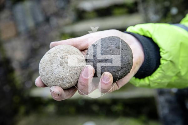 Picture by Peter Frankland. 22-02-24 Update on the state of the archaeological dig taking place at Castle Cornet. The team have made some interesting discoveries. Stone cannon balls.