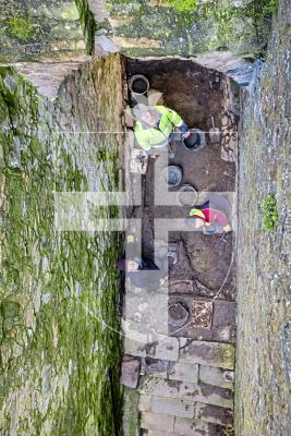 Picture by Peter Frankland. 22-02-24 Update on the state of the archaeological dig taking place at Castle Cornet. The team have made some interesting discoveries. L-R - John Lihou, Adrian Nicolle and Andy Lane.