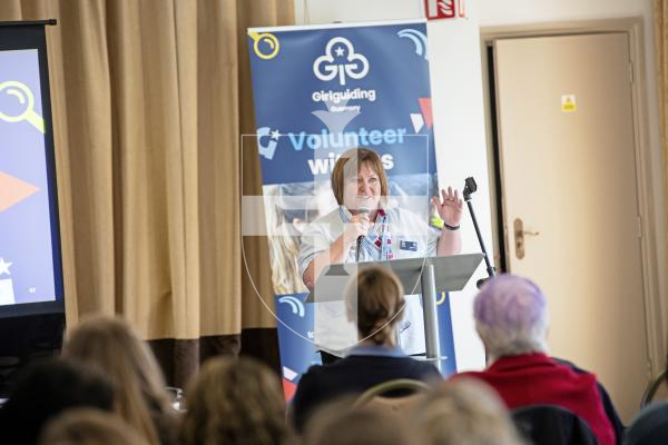 Picture by Peter Frankland. 24-02-24 Mandy Hickson, Girlguiding south west England ambassador is over to talk at Guirlguiding event at St. Pierre Park Hotel. Mandy is a former RAF officer and fast jet pilot. Bailiwick Commissioner Colette Merrien speaks.