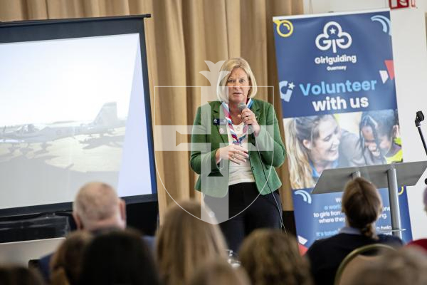 Picture by Peter Frankland. 24-02-24 Mandy Hickson, Girlguiding south west England ambassador talks at Guirlguiding event at St. Pierre Park Hotel. Mandy is a former RAF officer and fast jet pilot.