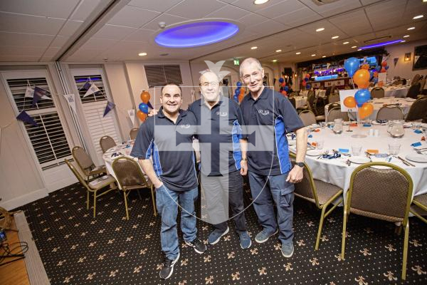 Picture by Sophie Rabey.  02-03-24.  RNLI 200th Anniversary celebrations at Peninsula Hotel.
3 members of GU10 L-R Tristan Boscher, Ray Watts and Mick Chart, will be performing with the rest of the group later in the evening.