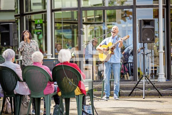 Picture by Sophie Rabey.  26-05-24.  The Guernsey Street Festival Candie Concerts - A last minute change of act from City Limits to Dennis & Sheena Acoustic Duo.