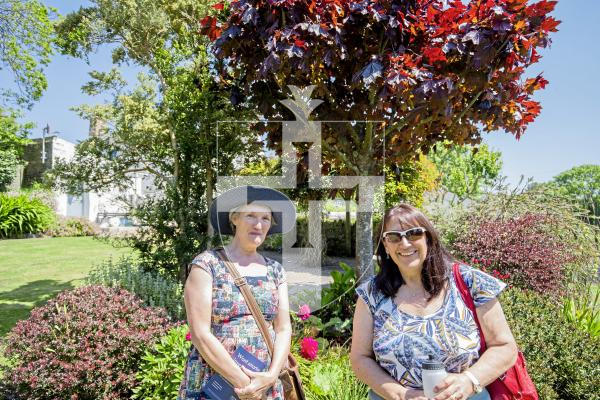 Pictured by Connor Rabey. 01/06/2024. 
St Peters Hidden Gardens, hosted by the Parish Church and supported by Rocq Capital.
Visitors enjoying looking around the gardens. L-R Elise Gaudion and Judith Pattimore.