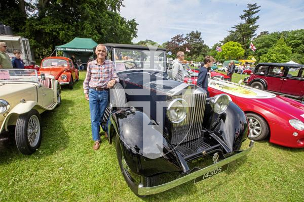 Picture by Connor Rabey.  16-06-24.  Guernsey Classic Car Show at Saumarez Park.
Brian Pearce with his Rolls Royce.