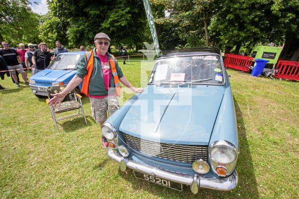 Picture by Connor Rabey.  16-06-24.  Guernsey Classic Car Show at Saumarez Park.
John Bichard with his Austin A40 Farina.
