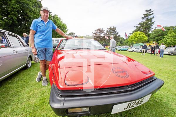 Picture by Connor Rabey.  16-06-24.  Guernsey Classic Car Show at Saumarez Park.
Tim Pallot with his Triumph TR7.