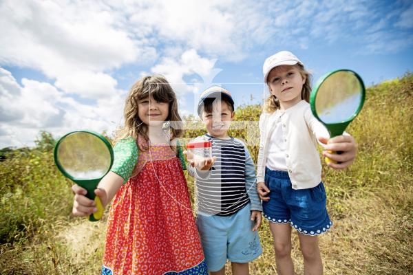 Picture by Sophie Rabey.  22-06-24.  Bug hunt st Bordeaux put on by Nature Guernsey and the Entomology Section of La Societe.
L-R Marli Corbet (6), Frankie Corbet (4) and Cleo Veron (5).
