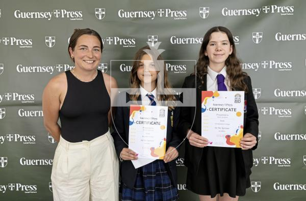 Picture by Peter Frankland. 18-06-25.  Design An Ad at St Pierre Park - Seniors.
Sponsor Swoffers, Lauren Barker - with Amelie Hervouet (1st) and Cara Langlois (3rd)