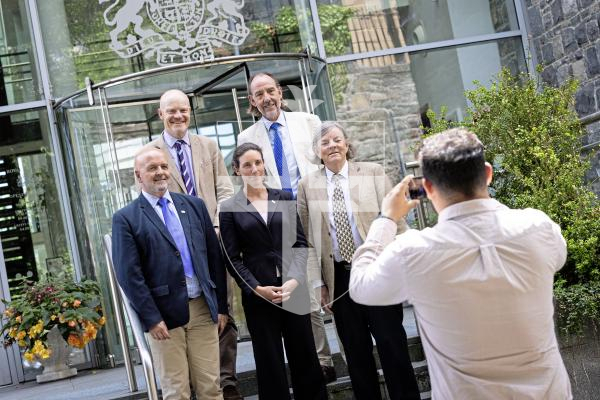 Picture by Peter Frankland. 03-07-25 States 2025 at Royal Court. L-R - Jonathan Le Tocq, Gavin St Pier, Lindsay De Sausmarez, Steve Falla and Charles Parkinson.