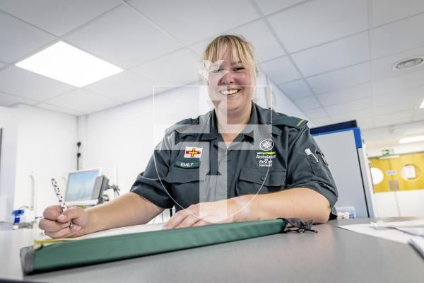 Picture by Peter Frankland. 07-07-25 The Guernsey Press have been invited on a shift with the Ambulance and Rescue Service to observe what they do. For World Paramedic Day feature. Paramedic Emily Baudains.
