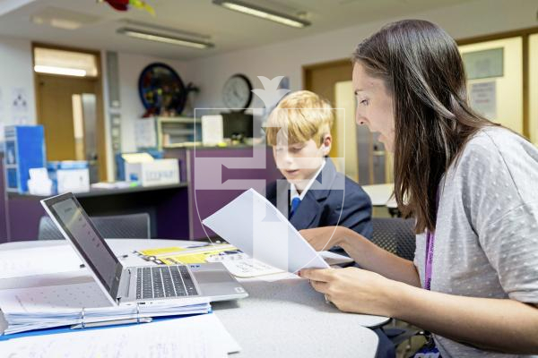 Picture by Peter Frankland. 07-07-25 The Literacy Initiative has launched formally in Guernsey and has already delivered excellent results. George James, 12 and Emily Gabb, Secondary Intervention Learning Support Assistant.