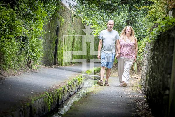 Picture by Peter Frankland. 07-07-25 A petition has been started against the proposals to cover the stream in the Water Lanes to allow cyclists to use the area. Darren and Natalie Davison of La Couture Inn have started the petition.
