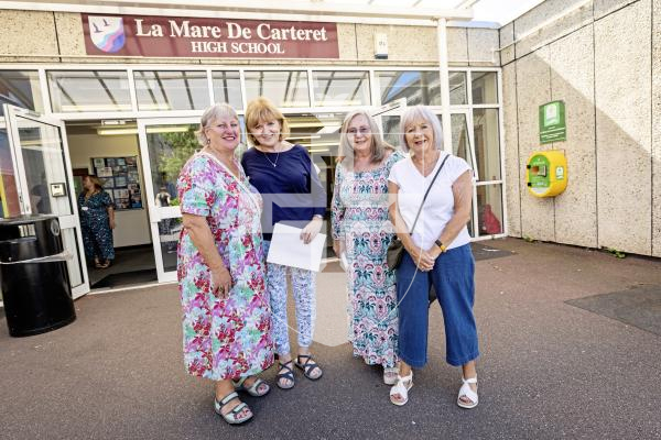 Picture by Sophie Rabey.  08-07-25.  La Mare De Carteret held an open afternoon for former students, staff and parents to have a tour of the school and meet up with old peers.
Former teachers L-R Zoe Grainger (Maths and Head of Special Needs), Mary Veron (French), Jan McKane (Head of History) and Ann Battye (Head of French).