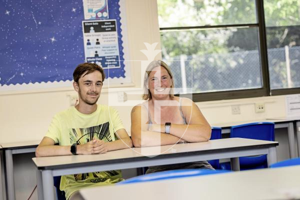 Picture by Sophie Rabey.  08-07-25.  La Mare De Carteret held an open afternoon for former students, staff and parents to have a tour of the school and meet up with old peers.
Mother and Son who went to LMDC L-R Harry Burtenshaw (17) and Lisa Burtenshaw.