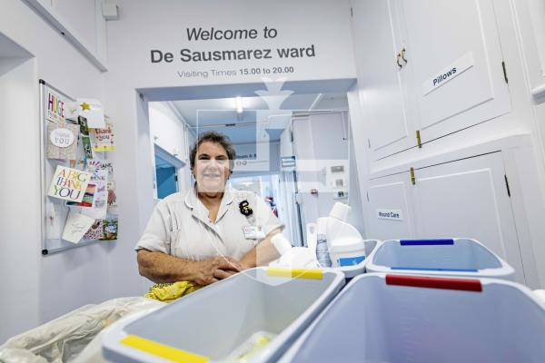 Picture by Peter Frankland. 07-07-25 Fatima Freitas has been nominated for a Pride of Guernsey award for her  hopusekeeping work on De Sausmarez ward. Angel of the year.